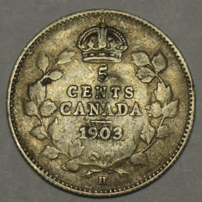 1903-H Small H Canadian 5 Cents . . . . Extremely Fine