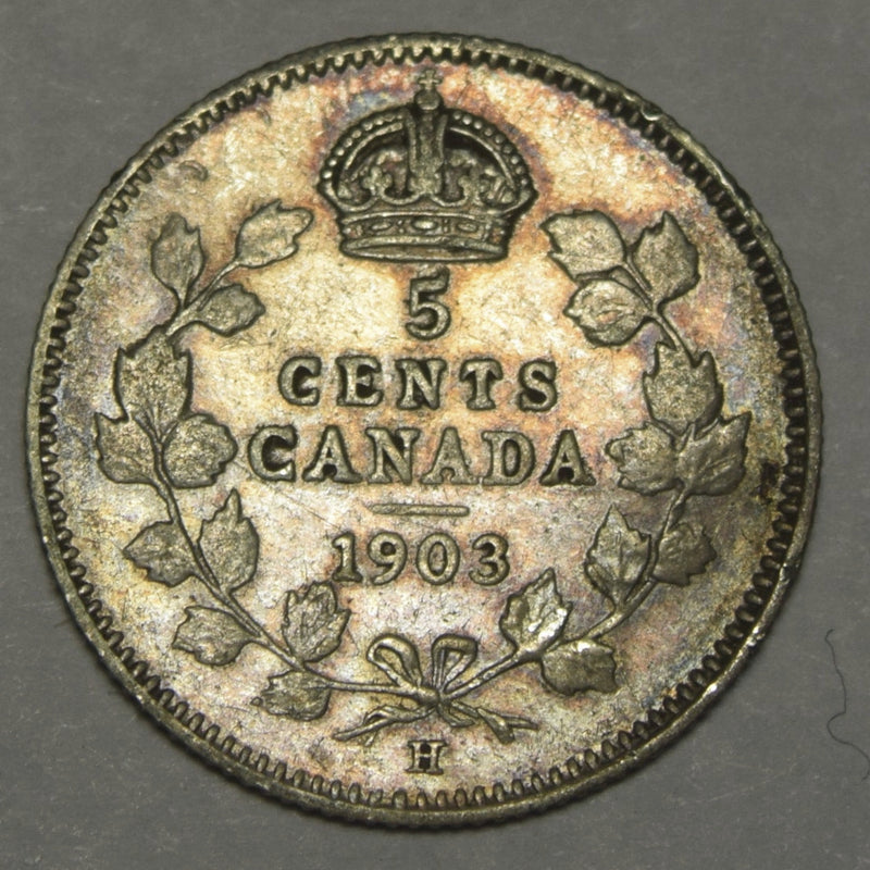 1903-H Large H Canadian 5 Cents . . . . Extremely Fine