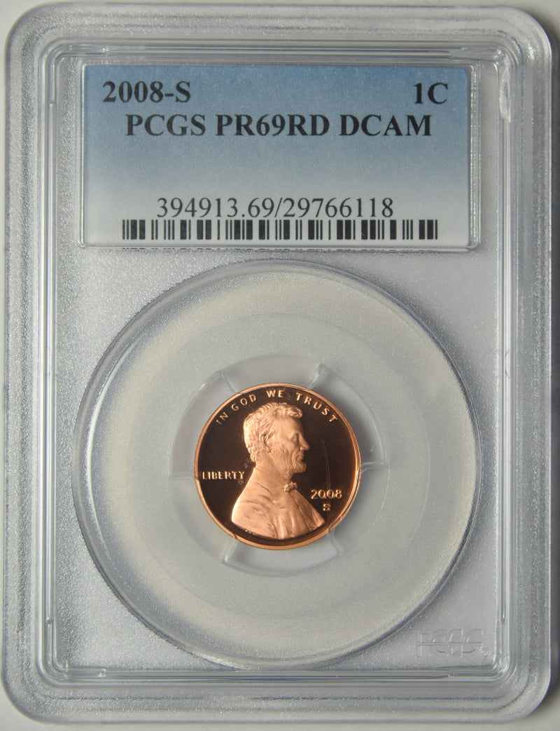 2008-S Lincoln Cent . . . . PCGS PR-69 RD DCAM