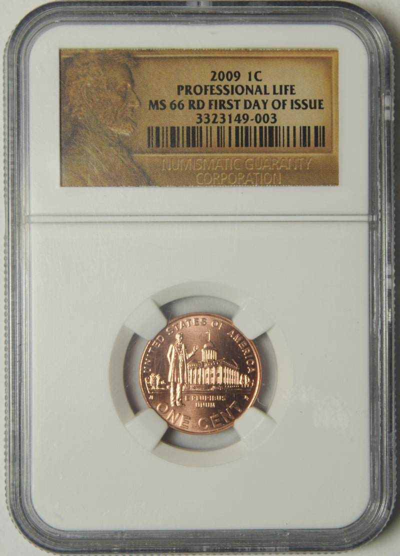 2009 Professional Life Lincoln Cent . . . . NGC MS-66 RD First Day of Issue