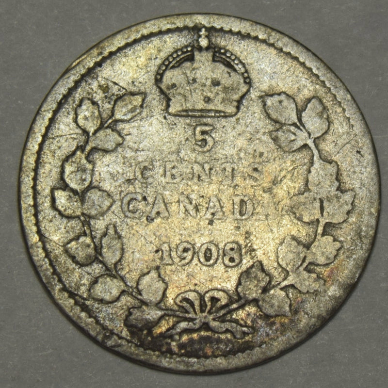 1908 Canadian 5 Cents . . . . Fine