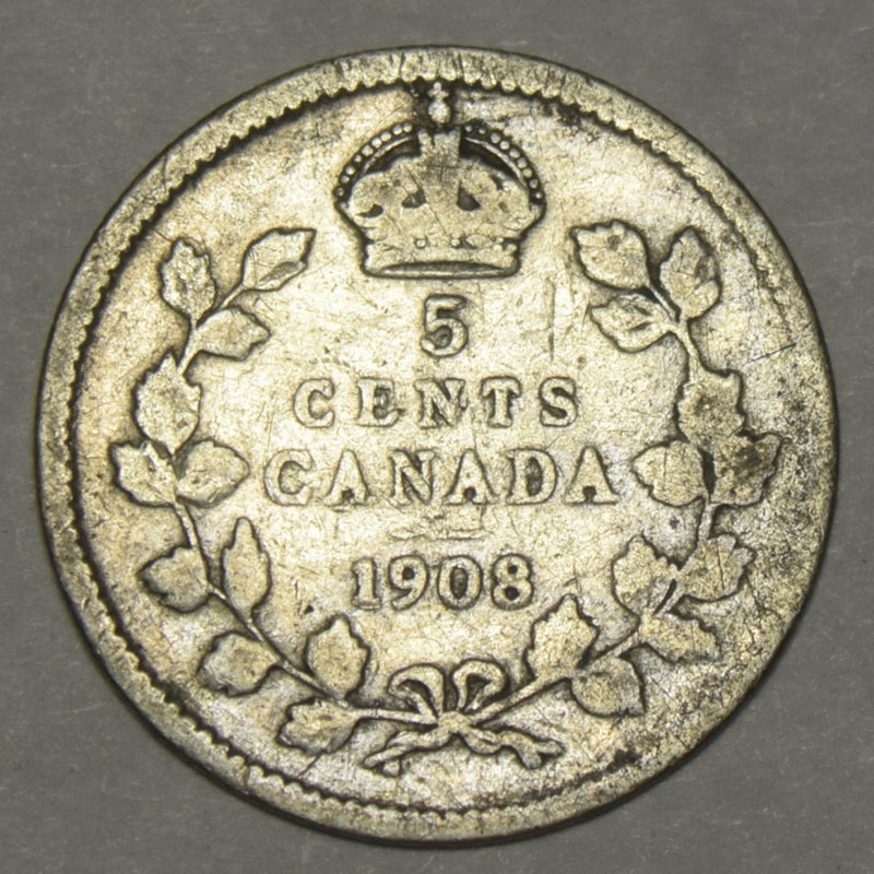 1908 SD Canadian 5 Cents . . . . Very Fine