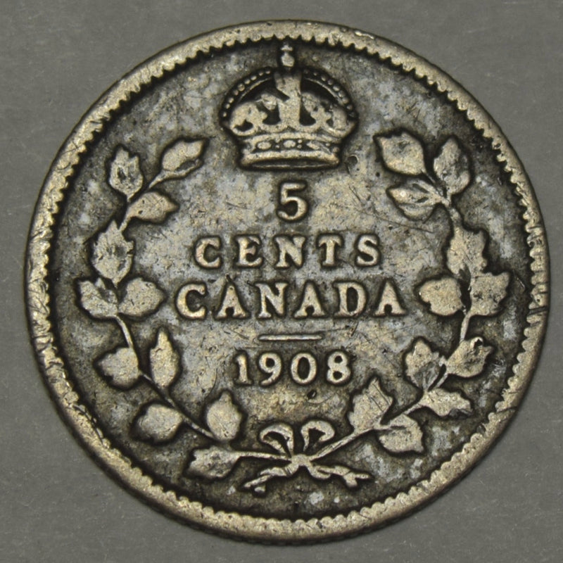 1908 SD Canadian 5 Cents . . . . Extremely Fine