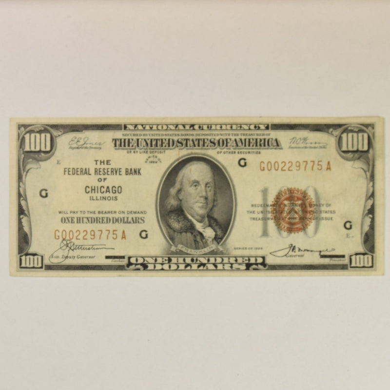 Chicago $100.00 1929 Federal Reserve Bank Note . . . . Choice About Uncirculated