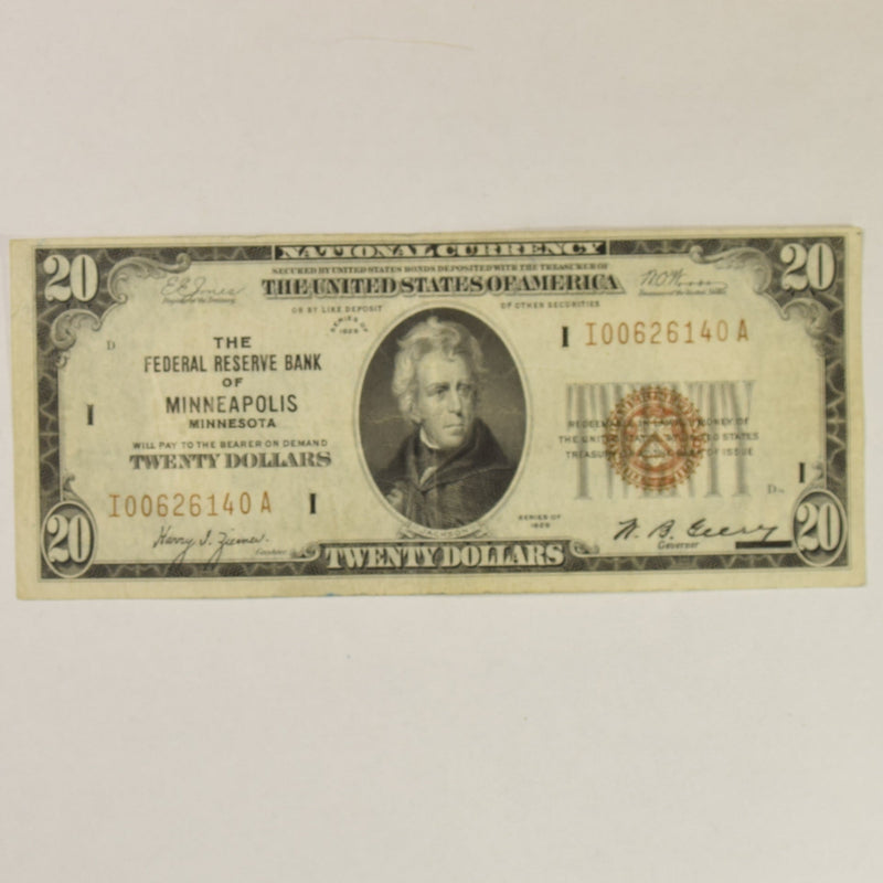 Minneapolis $20.00 1929 Federal Reserve Bank Note . . . . Extremely Fine