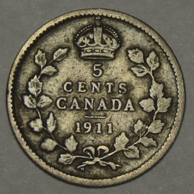 1911 Canadian 5 Cents . . . . Very Fine