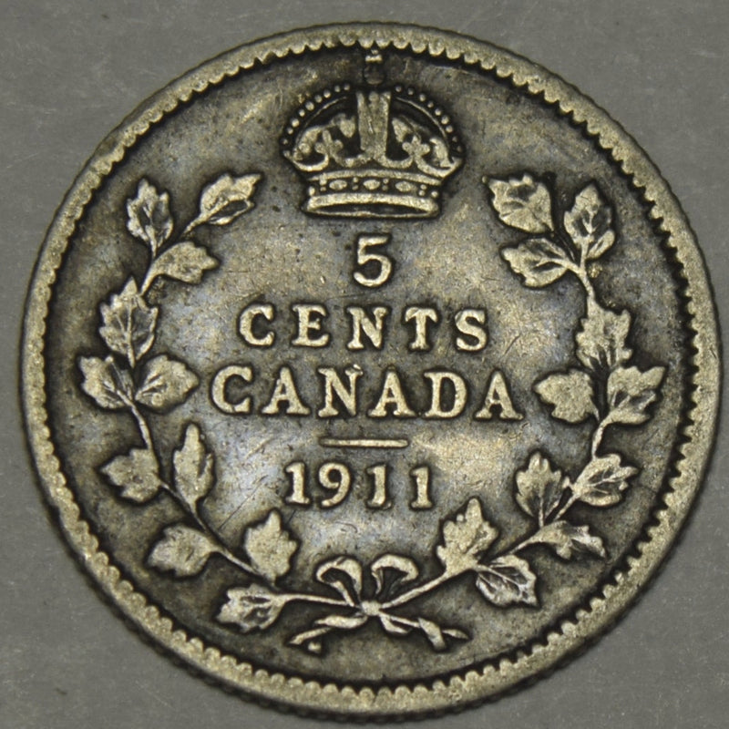 1911 Canadian 5 Cents . . . . VF/XF