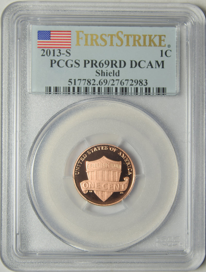 2013-S Lincoln Shield Cent . . . . PCGS PR-69 RD DCAM First Strike