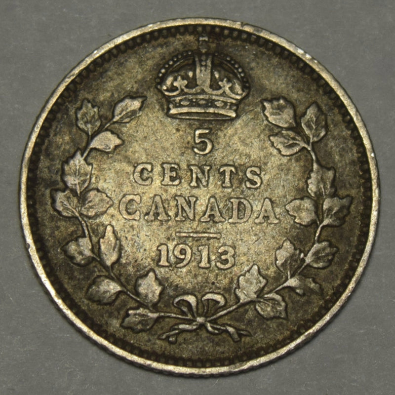 1913 Canadian 5 Cents . . . . VF/XF