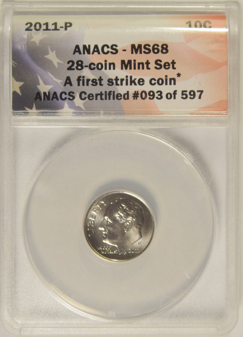 2011-P Roosevelt Dime . . . . ANACS MS-68 First Strike