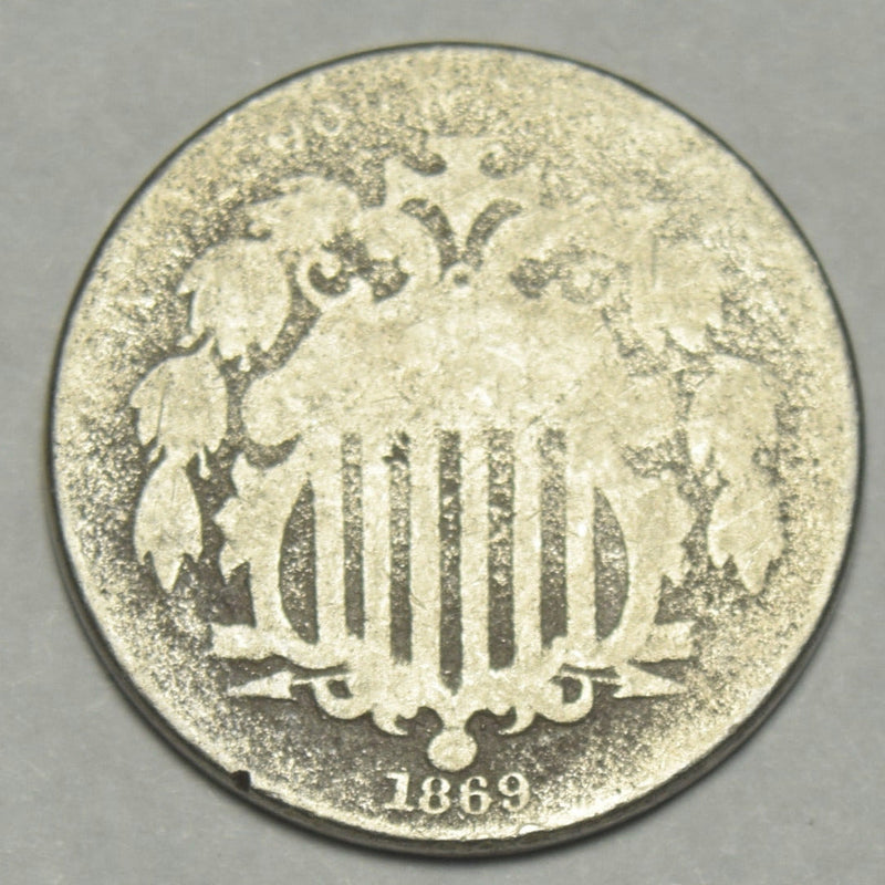 1869 Shield Nickel . . . . About Good
