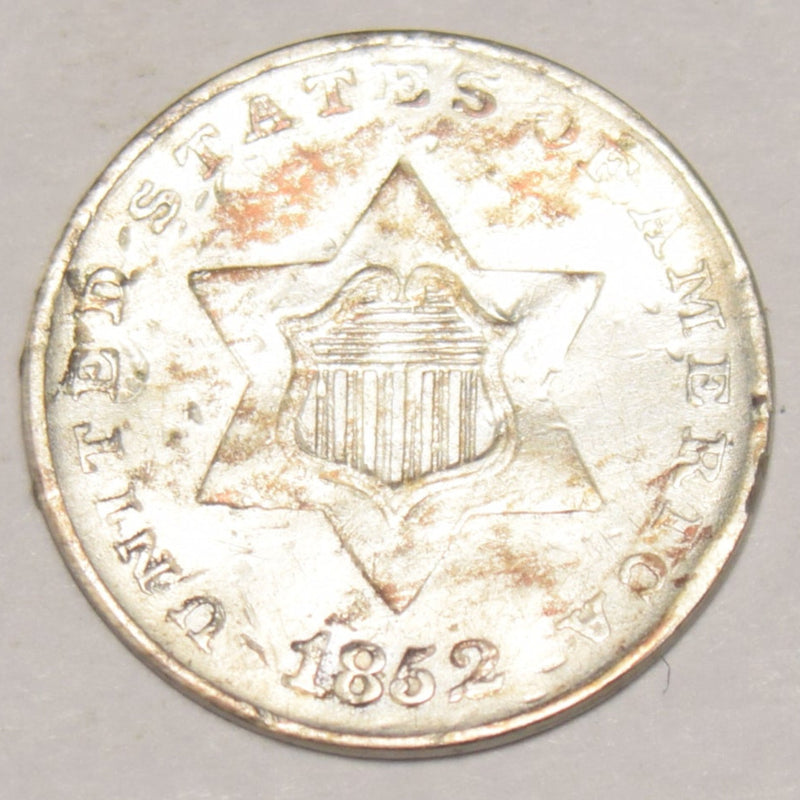 1852 Silver Three Cent Piece . . . . XF cleaned