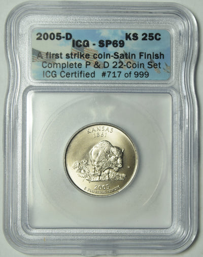 2005-D Kansas Sate Quarter . . . . ICG SP-69 First Strike Satin Finish