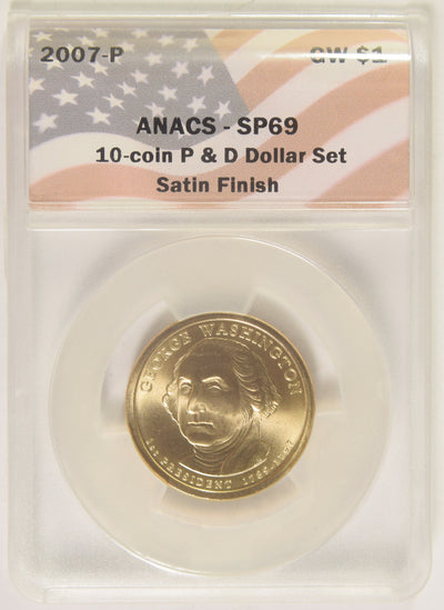 2007-P Washington Presidential Dollar . . . . ANACS SP-69 Satin Finish