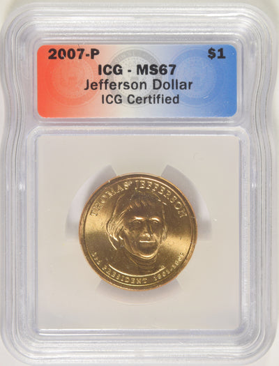 2007-P Jefferson Presidential Dollar . . . . ICG MS-67