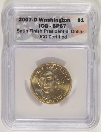 2007-D Washington Presidential Dollar . . . . ICG SP-67 Satin Finish
