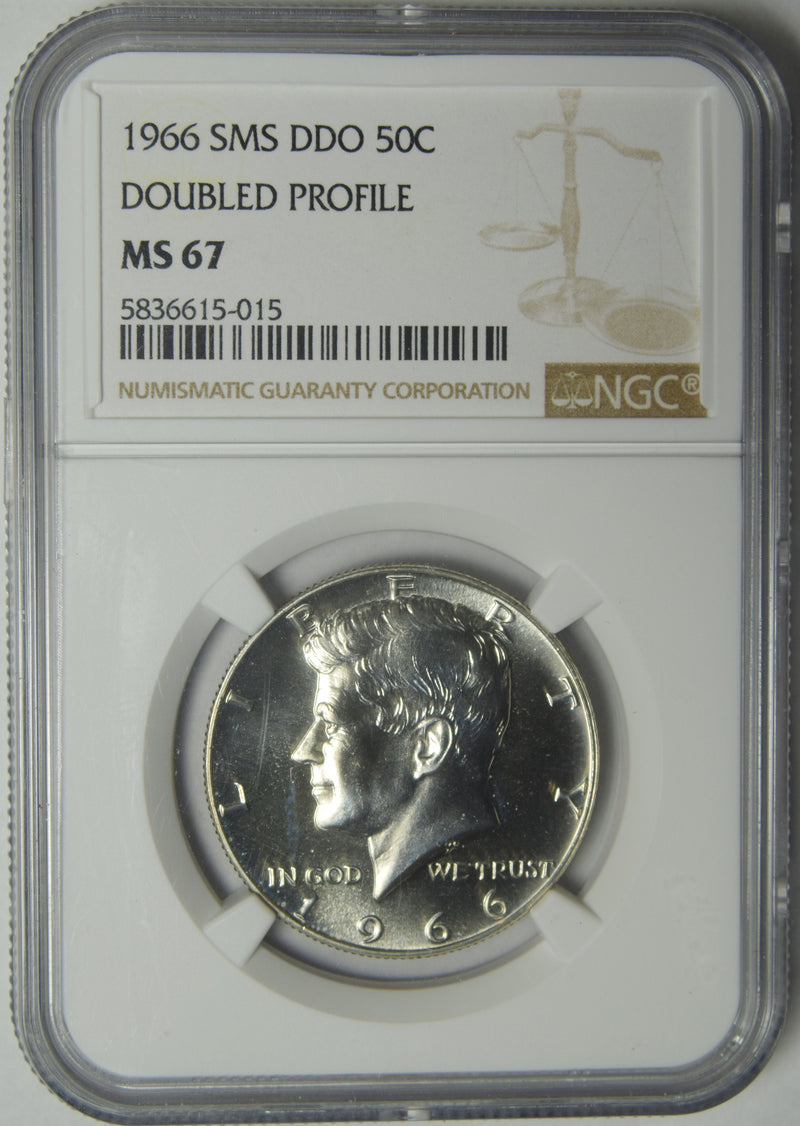 1966 SMS Kennedy Half . . . . NGC MS-67 Doubled Profile DDO