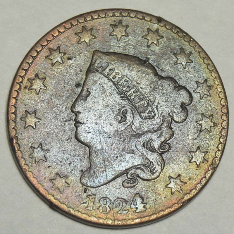 1824/2 Coronet Head Large Cent . . . . Very Good