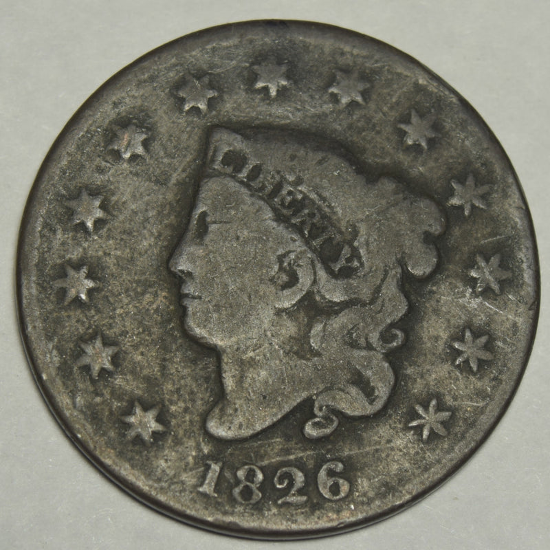 1826 Coronet Head Large Cent . . . . VG dark