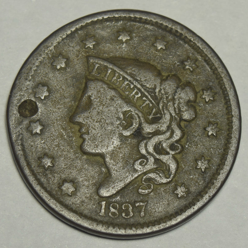 1837 Coronet Head Large Cent . . . . Fine punch mark