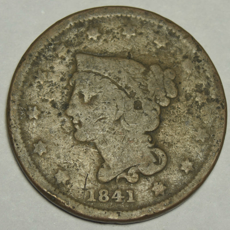1841 Braided Hair Large Cent . . . . VG rough