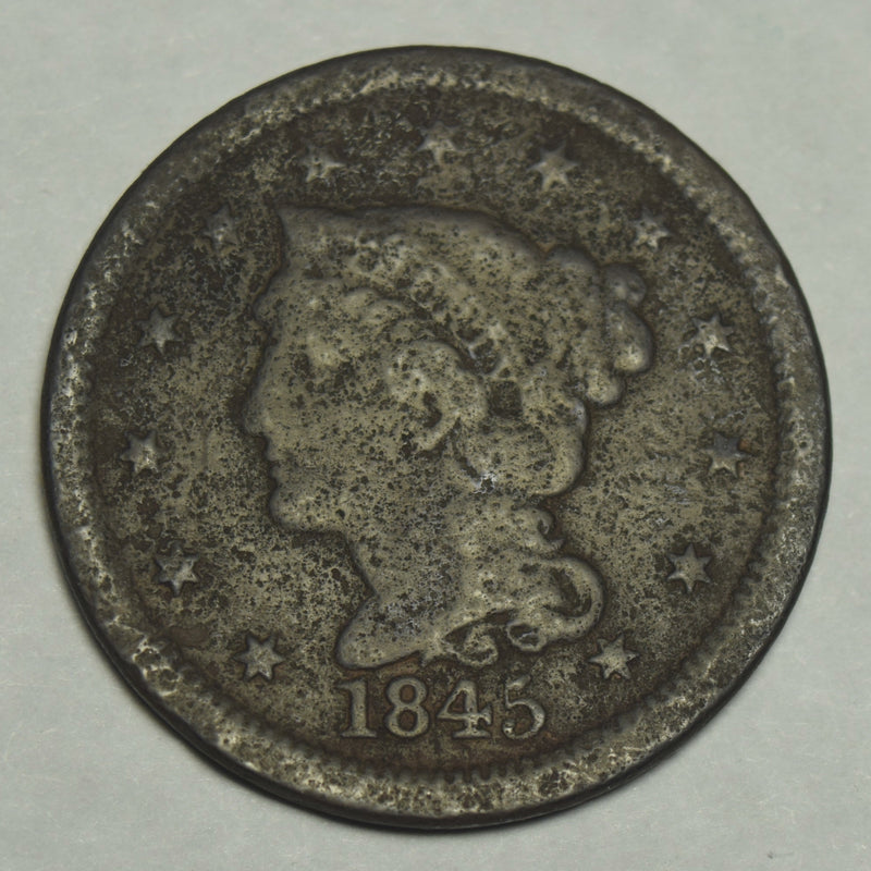 1845 Braided Hair Large Cent . . . . VG corroded