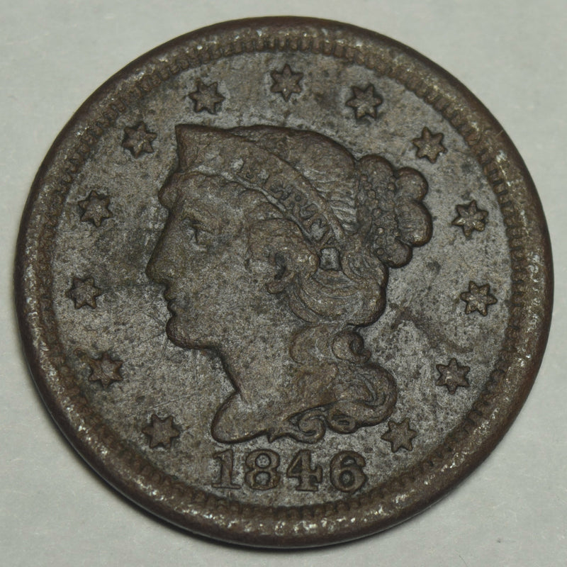 1846 Small Date Braided Hair Large Cent . . . . VF corroded
