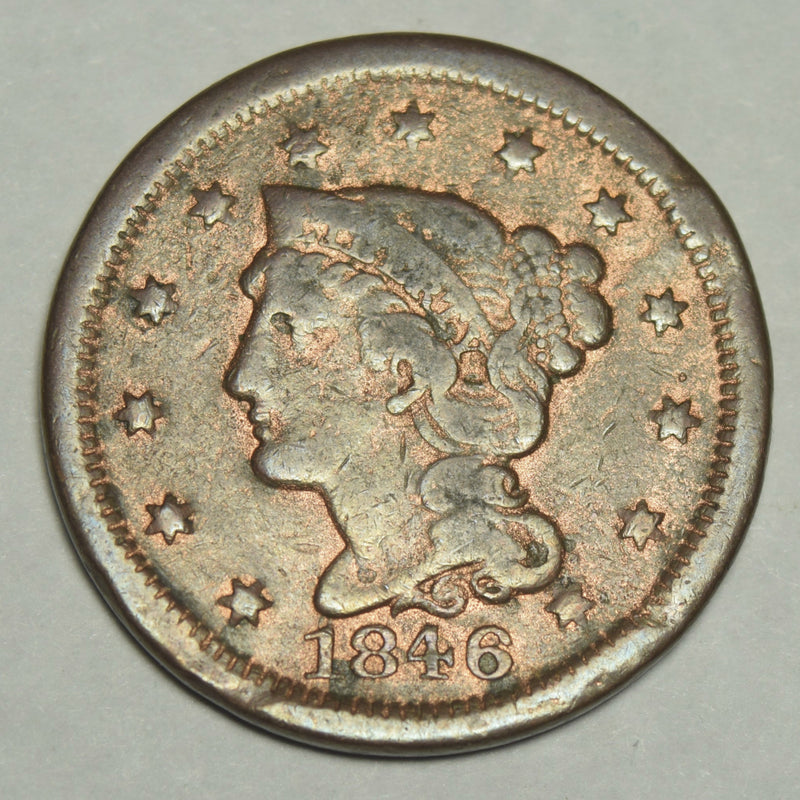 1846 Braided Hair Large Cent . . . . VF rim bumps