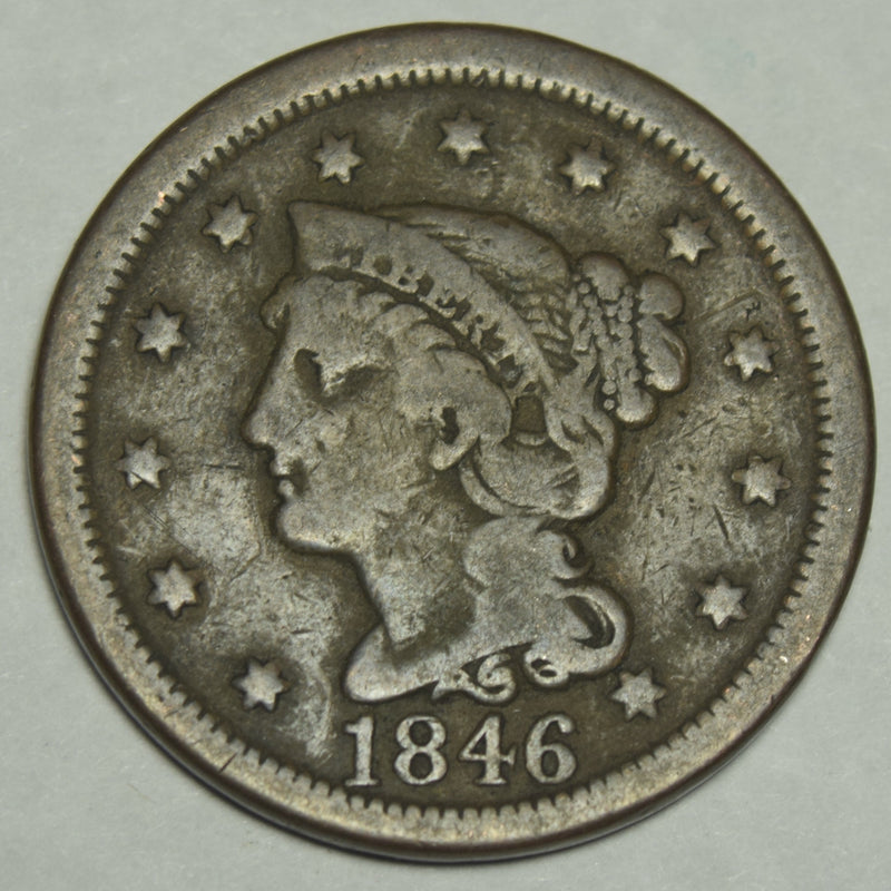 1846 Medium Date Braided Hair Large Cent . . . . Very Fine