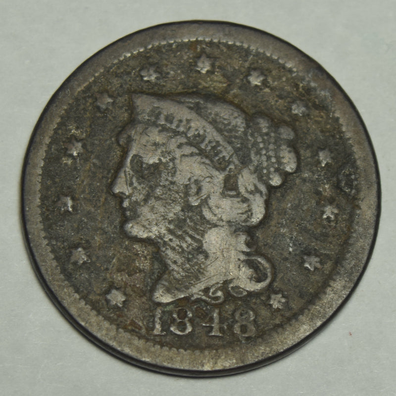 1848 Braided Hair Large Cent . . . . VG corroded