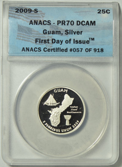 2009-S Guam Quarter . . . . ANACS PR-70 DCAM Silver First Day of Issue