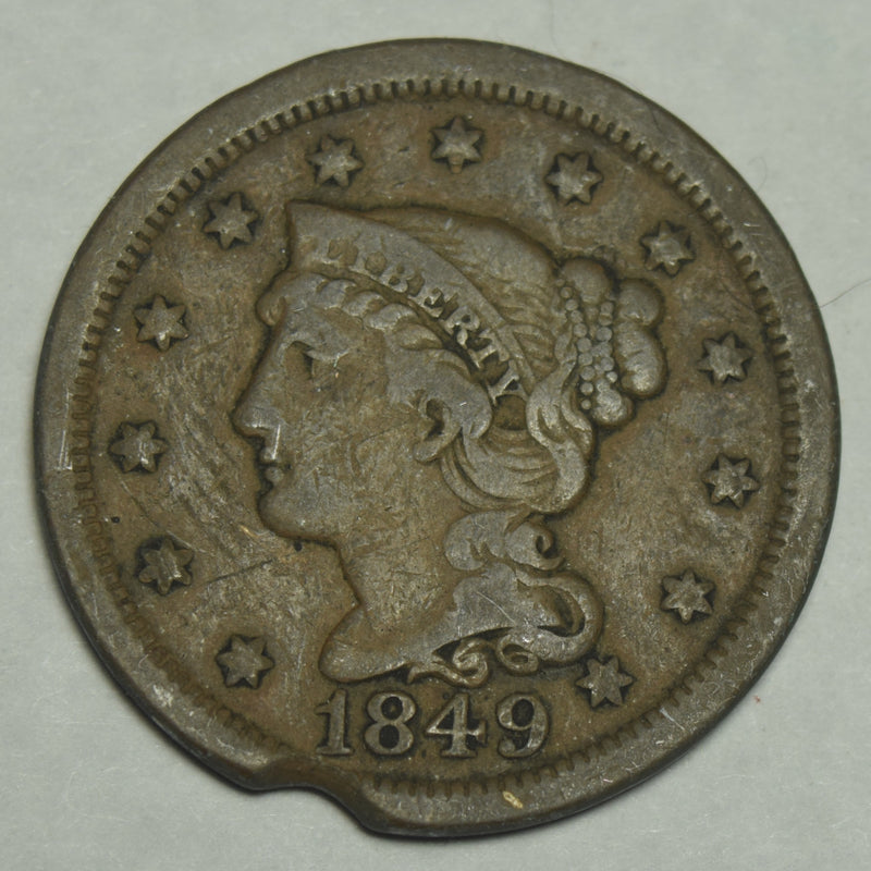 1849 Braided Hair Large Cent . . . . VF scratches rim cut