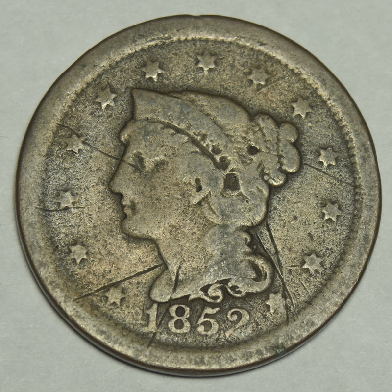 1852 Braided Hair Large Cent . . . . Fine cuts