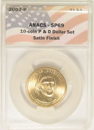 2007-P Jefferson Presidential Dollar . . . . ANACS SP-69