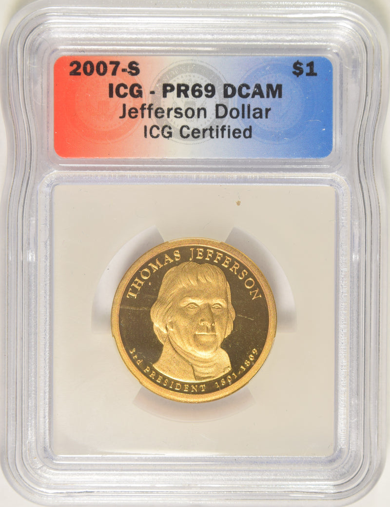 2007-S Jefferson Presidential Dollar . . . . ICG PR-69 DCAM