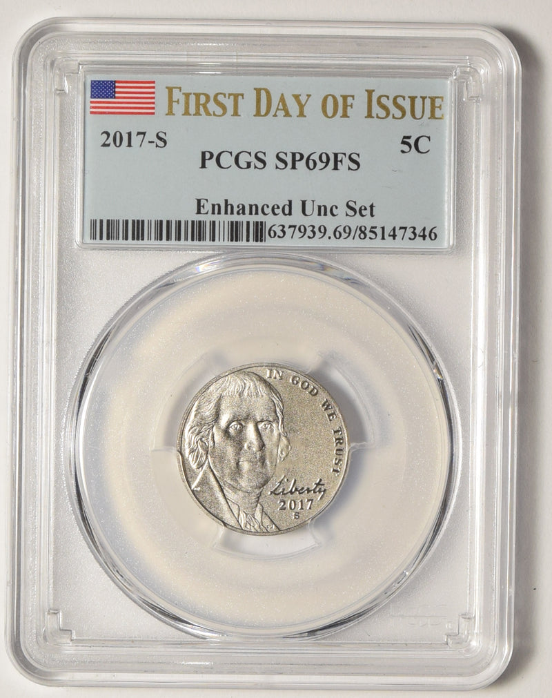 2017-S Jeffereson Nickel . . . . PCGS SP-69 FS from Enhanced Unc Set First Day of Issue