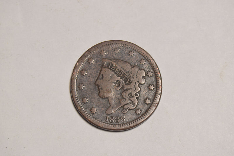 1838 Coronet Head Large Cent . . . . Fine