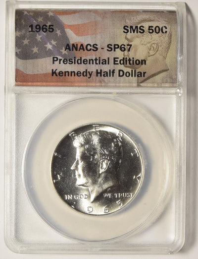 1965 SMS Kennedy Half . . . . ANACS SP-67 Presidential Edition