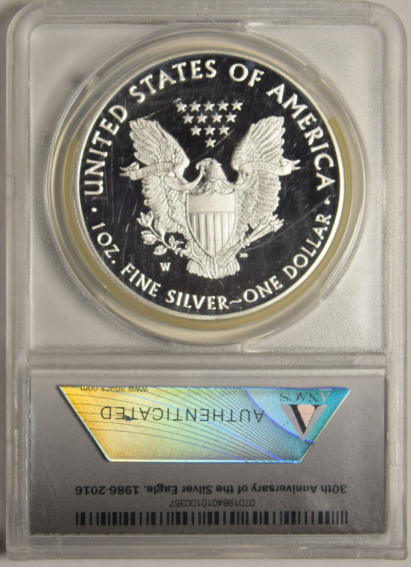 2016-W Silver Eagle . . . . ANACS PR-70 DCAM First Day of Issue