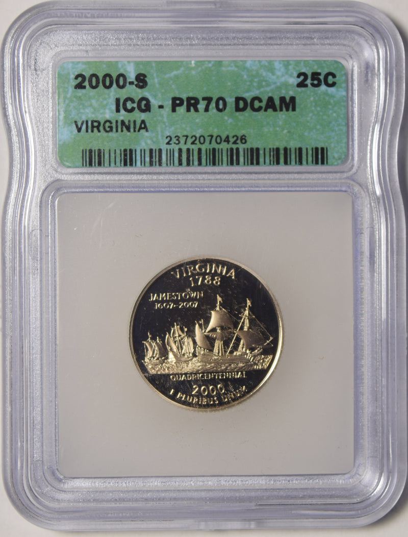 2000-S Virginia State Quarter . . . . ICG PR-70 DCAM