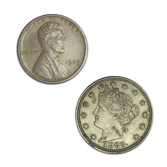 1909-VDB Cent and 1883 No CENTS Nickel . . . . Choice About Uncirculated