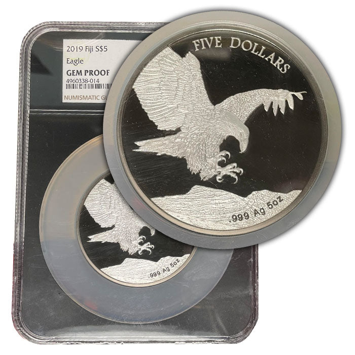 2019 Fiji 5 ounce Silver $5.00 Eagle . . . . NGC Gem Proof Ruthenium Plated
