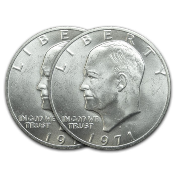 S-Mint Silver Eisenhower Dollar Pair: 1971 and 1972 . . . . Gem Brilliant Uncirculated