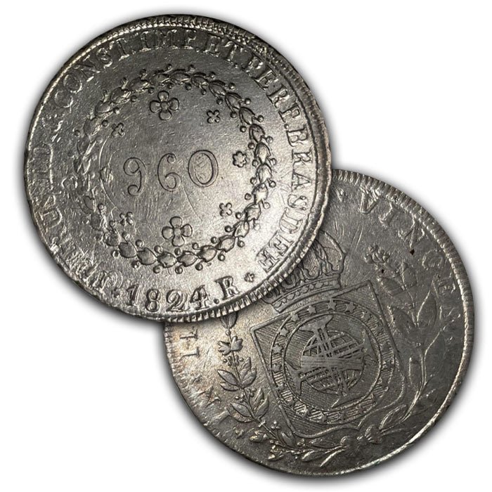 Brazilian 960 REIS Large Silver Coins of the 1820s . . . . Extremely Fine or better