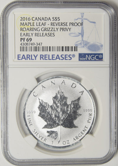 2016 Reverse Proof Canada Maple Leaf . . . . NGC PF-69 Roaring Grizzly Privy Early Releases