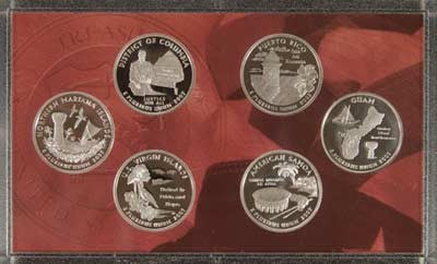 2009-S Silver Territories Quarter 6-coin Proof Set . . . . Superb Proof Silver