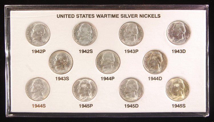 1942-1945 PDS Silver Wartime Nickel Sets . . . . Brilliant Uncirculated