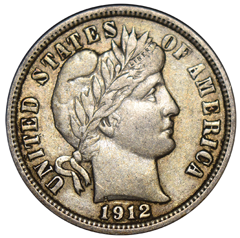 1912 Barber Dime . . . . Choice About Uncirculated