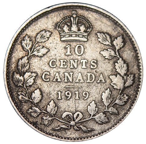 1919 Canadian 10 Cents . . . . Very Fine