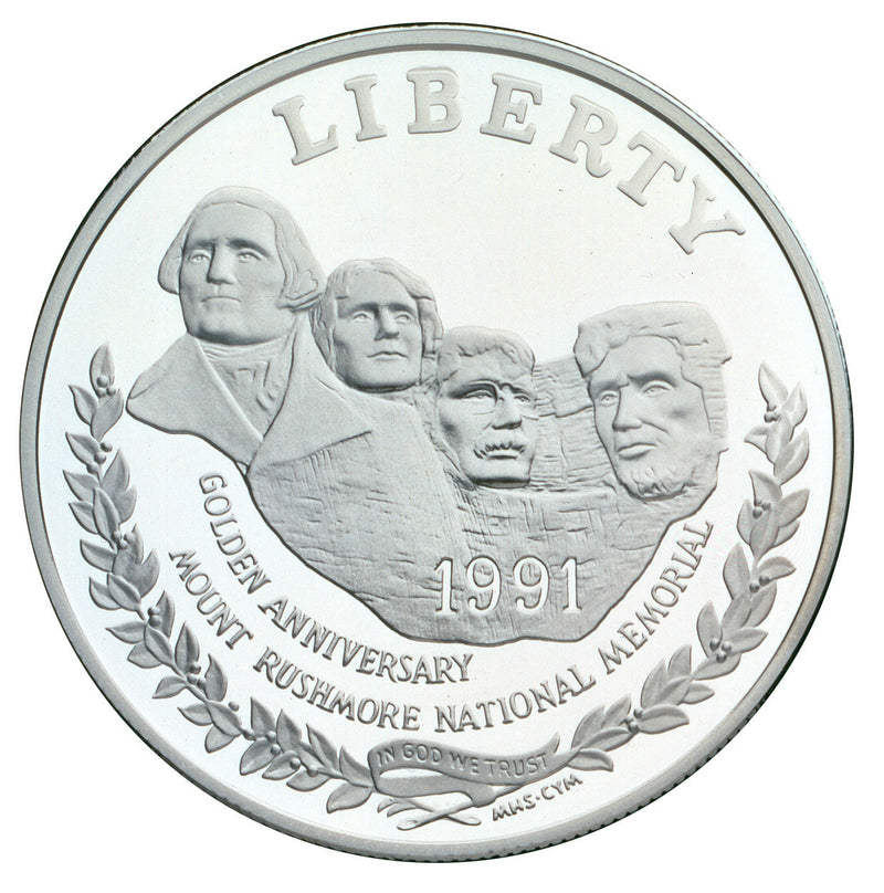 1991-S Mt. Rushmore Golden Anniversary Silver Dollar . . . . Gem Brilliant Proof in original U.S. Mint Capsule